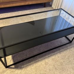 Rectangle black glass coffee table