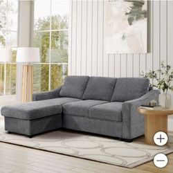 Coddle Aria Fabric Sleeper Sofa with Reversible Chaise and Storage, Gray Item  
