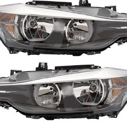 LOYALHEARTDY For 2012 2013 2014 2015BMW 320i/325i/328i Halogen Headlight Assembly w/Bulbs, Left Driver and Right Passenger Side Front Headlight Headla