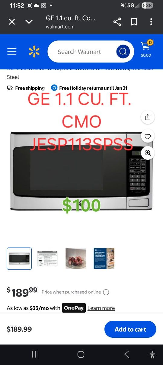G.E. Professional Grade Microwave