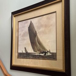 Large framed yachting picture