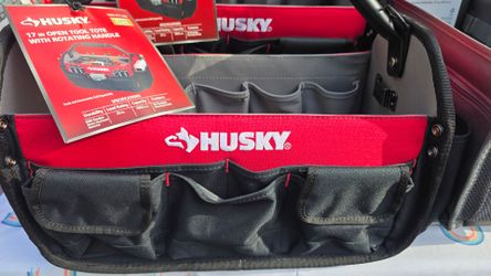 Husky 17-Inch Open Tool Tote with Rotating Handle