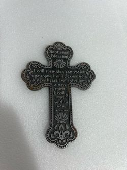 Cathedral Art Pewter Baptismal Blessing Wall/Crib Cross