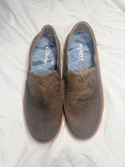 OluKai Menz Brown Leather Slip-On Loafers  Size 9