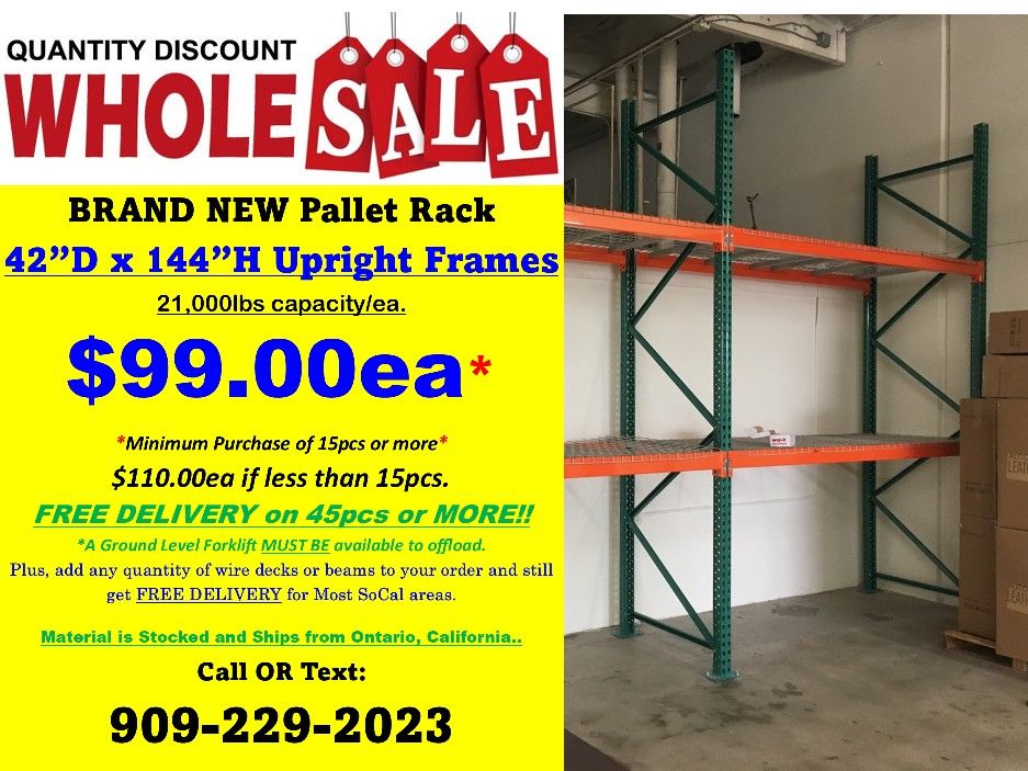 INSANE Prices on NEW 42 x 144 Vertical Teardrop Pallet Rack Upright ...