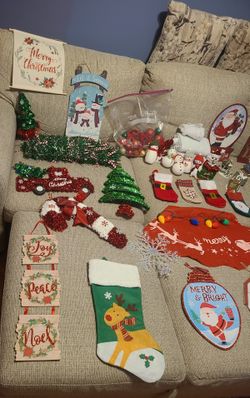 Assorted Christmas Decorations & Village Houses