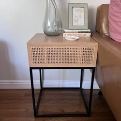 Target Boho Rattan square Side Table drawer 