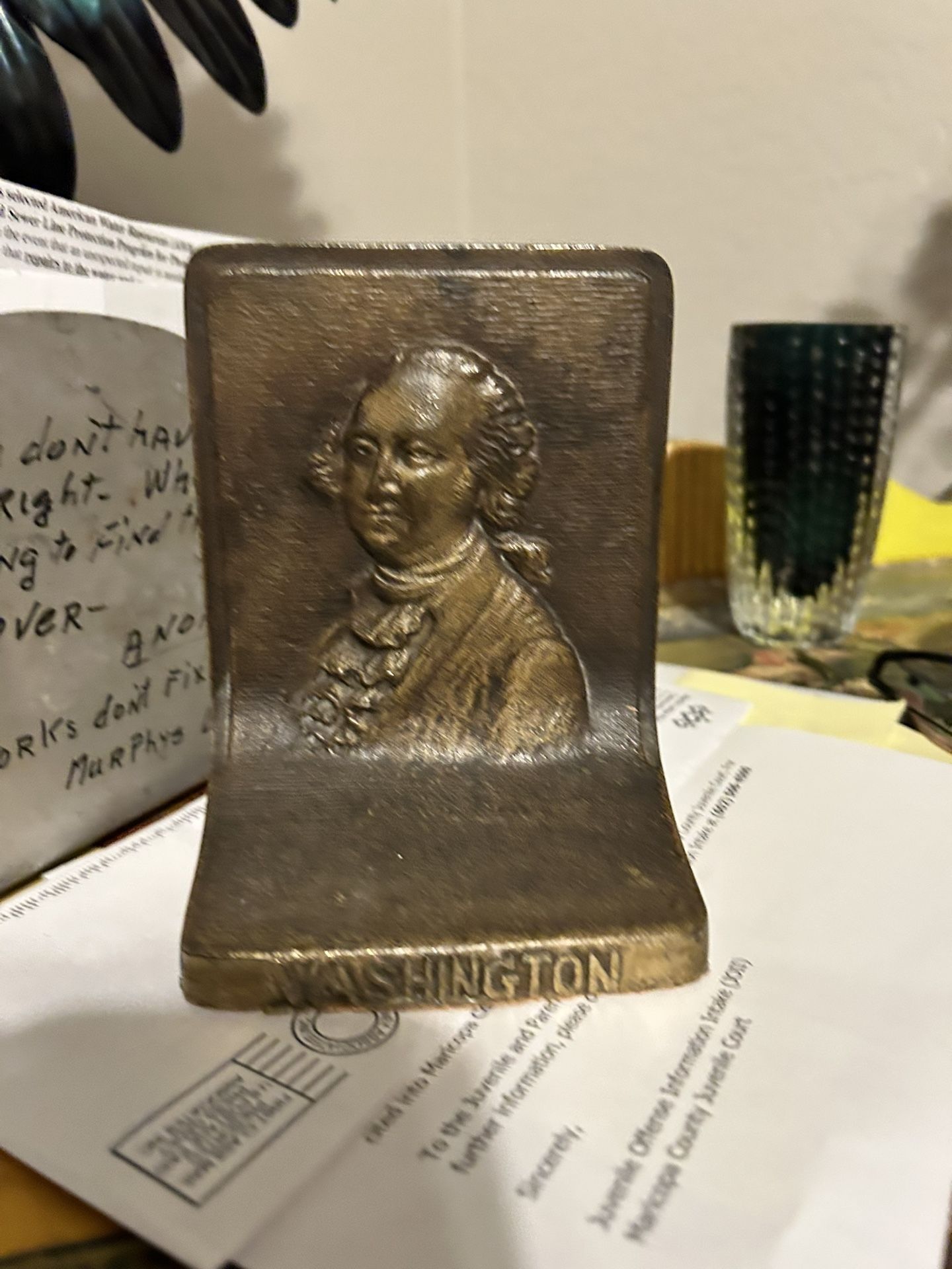 Rare Antique Bronze George Washington Bookend