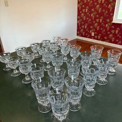 $175 FOR ALL 26 OR $8 EACH) FOSTORIA clear ‘Argus’ crystal  -10 iced tea glasses, 6 water glasses, 10 sherbet/dessert glasses $8.00 EACH or $175 for A