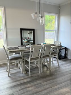 Teganville Counter Height Dining Table Set 4 Chairs w/ Bench
