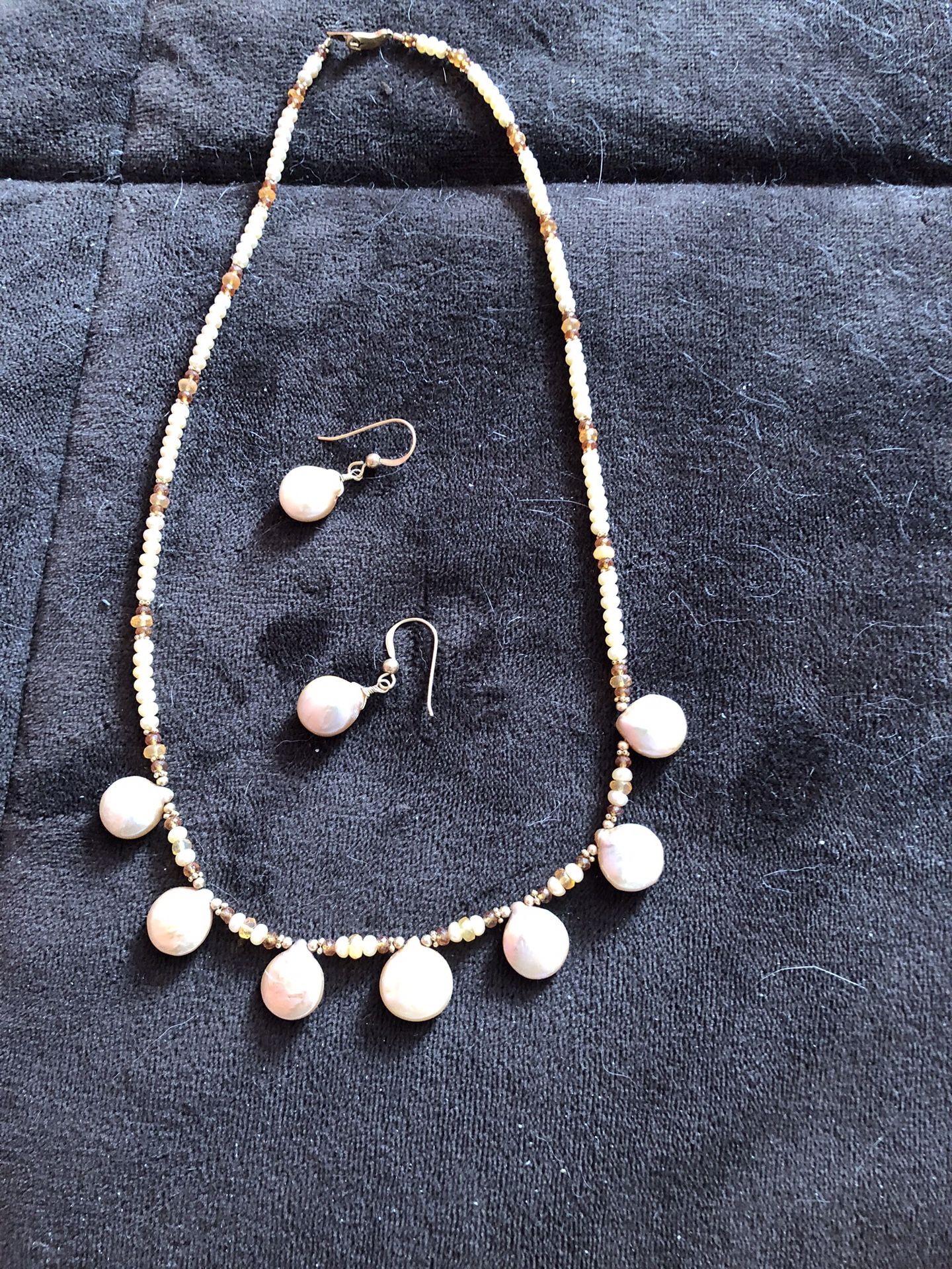 Handmade Keshi Pearl Necklace and earrings.