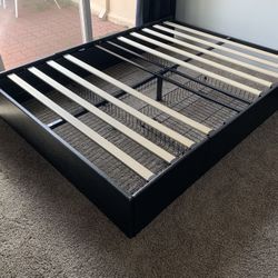 Full Size Black Bed Frame with Storage Drawers