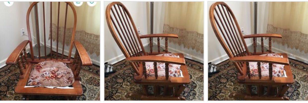 Solid Wood Rocking Chair New With 2 Pillow 