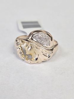 10kt Gold Diamond Lady With Hat Ring