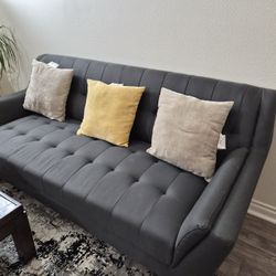 PAIR of Modern Grey Tufted Sofas - Like New (Orig. $1,200)