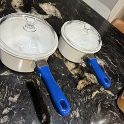 2 Princes House Nouveau Ceramic Pots With Removable Handles Made In France Size 2 Qt And 1,5qt