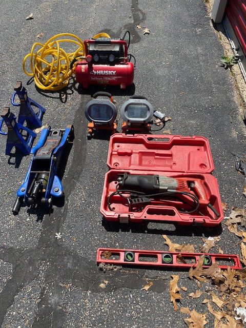 Millwaukee Zawzall, Dewault 20v Drill Compressor Etc..