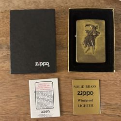 Zippo Solid Brass Bucking Bronco Lighter