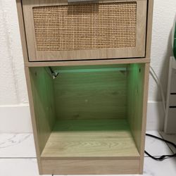 Nightstand With LED Light, 2 Outlets & 2 USB Hubs