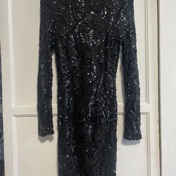 Woman Black Sequin Dress