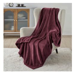 Beautiful burgundy velvety Soft 50”X60” Throw Blanket. Lightweight, super soft.