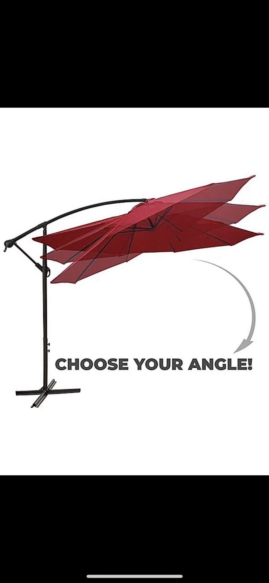 Brand New Offset Patio Umbrella With Base 