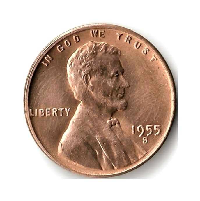 1955-S 1¢ LINCOLN WHEAT CENT COIN, REDDISH-TONE PENNY, SAN FRANCISCO