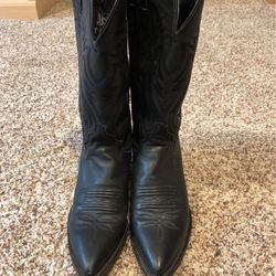 Womens Black Leather Cowboy Boots
