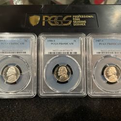 Lot If 3 Gem Proof Jefferson Nickels All Graded At PR69 1(contact info removed)
