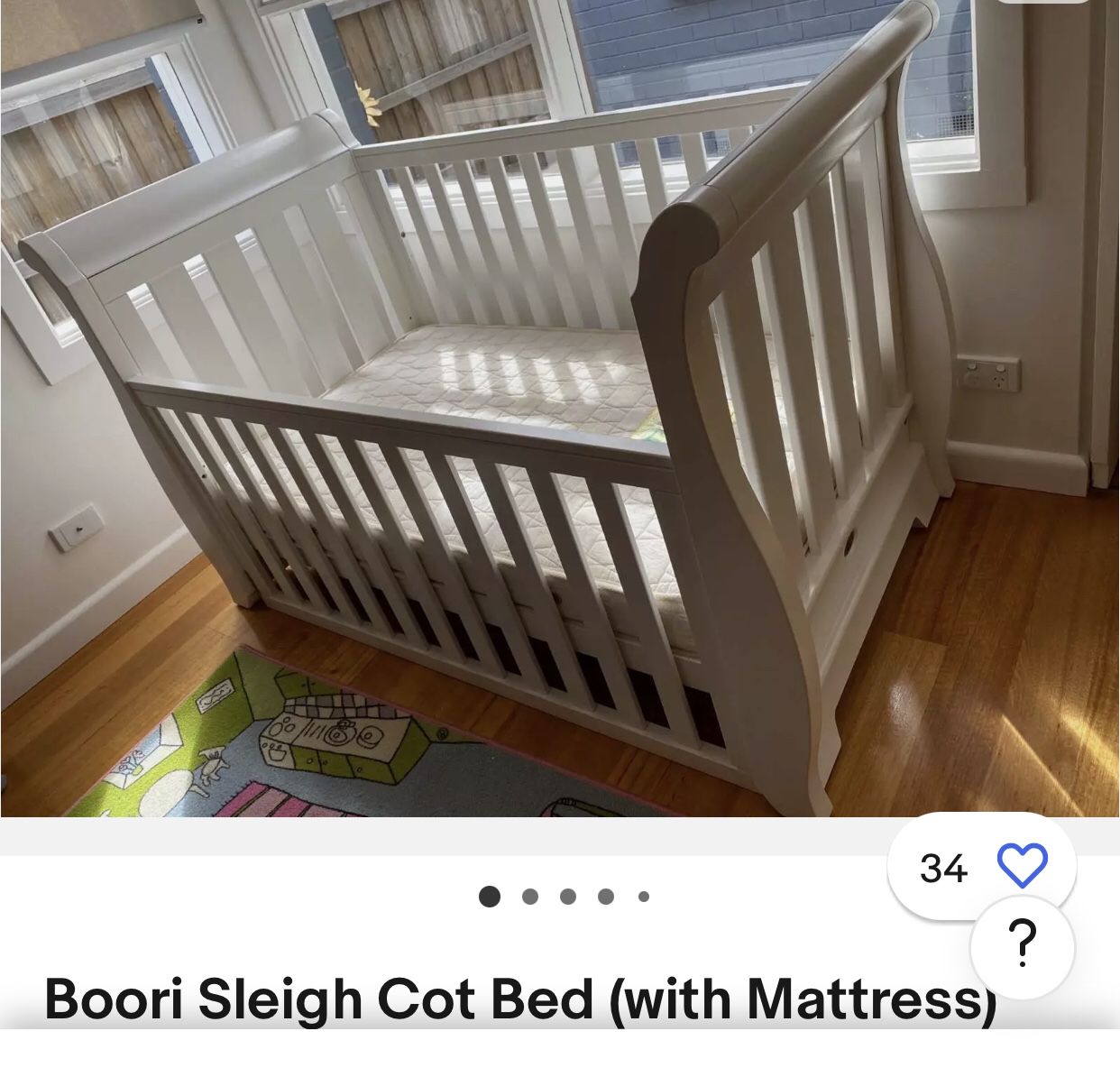 Sleigh Baby Bed W/matress