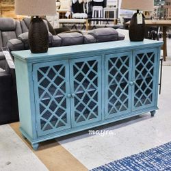 Mirimyn Antique Teal Accent Cabinet

