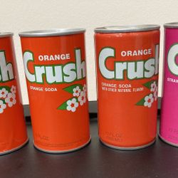 Vintage 1970’s Orange And Strawberry Crush Cans.