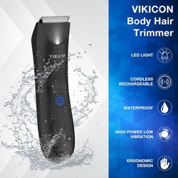 Trimmer for Men - Waterproof Ball Trimmer w/Light & Ceramic Blade, Body Groomer