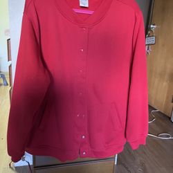 Ladies, red fleece jacket size petite extra large