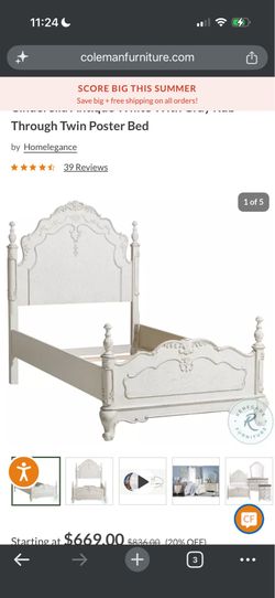 Disney Princess Fairytale Cinderella Antique White Twin Bed Wood Frame Heavy Duty - Like New!!