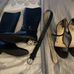 Naturalizer 6 Heels, Nine West 6.5 Boots, & Belt 