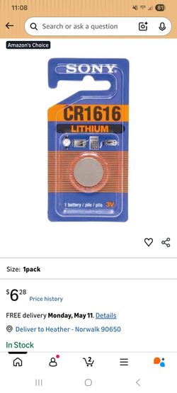 Sony cr1616 battery 2 for $10