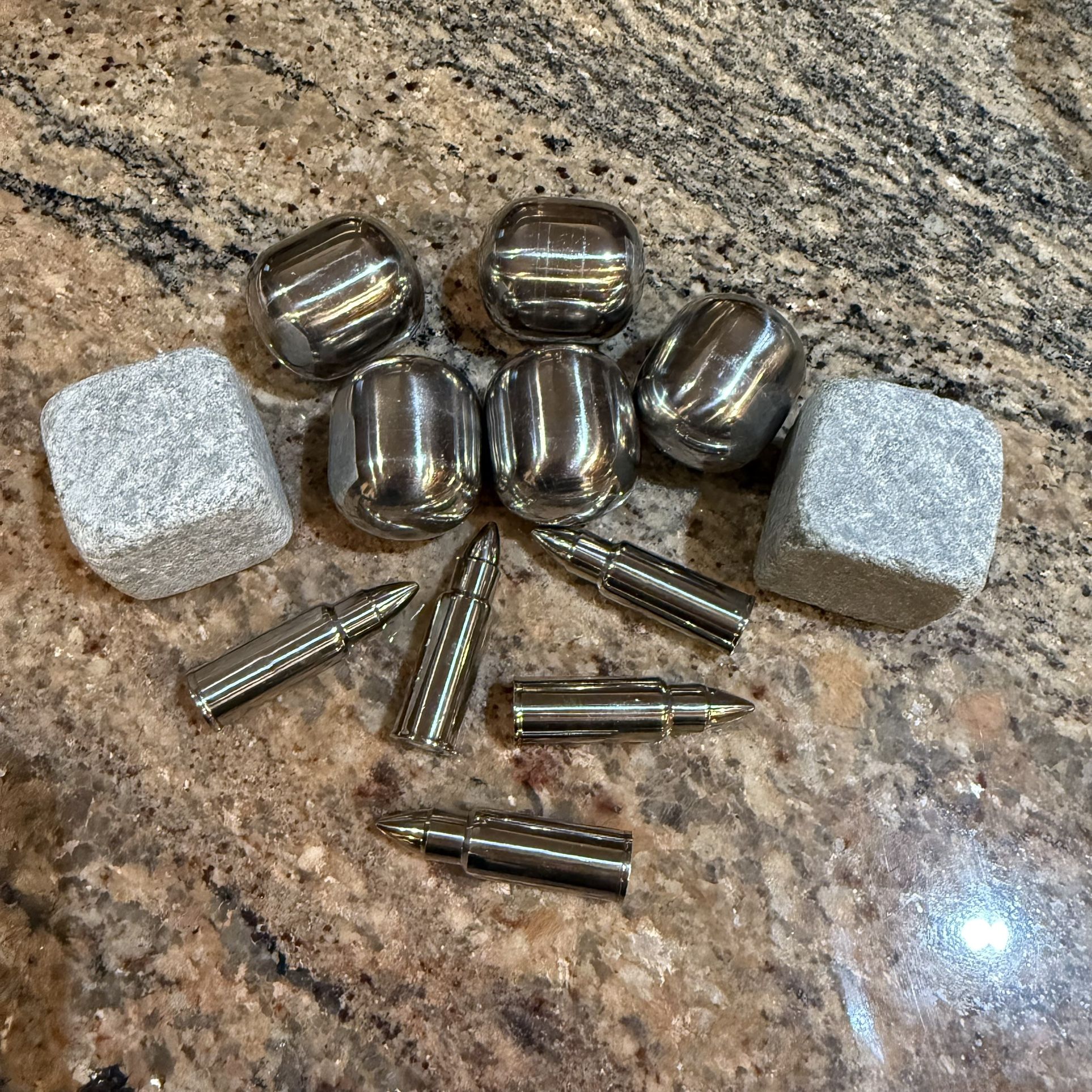 Whiskey Chilling Stones Lot Stainless Steel Cubes + Bullet Rocks + Granite Set