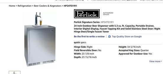 Perlick Kegerator New Condition