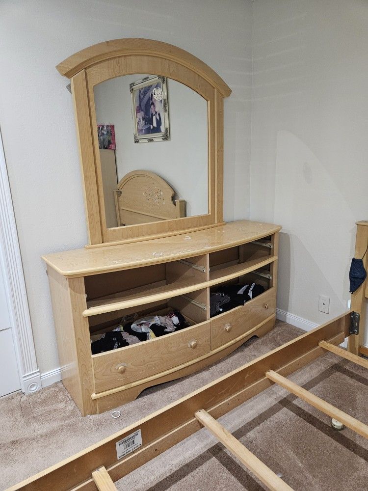 Free Queen Bed Frame and 68x20inches Dresser 