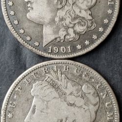 1901-O And 1902-O Morgan Silver Dollars 