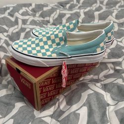 Checkerboard Aqua Haze Vans Shoes
