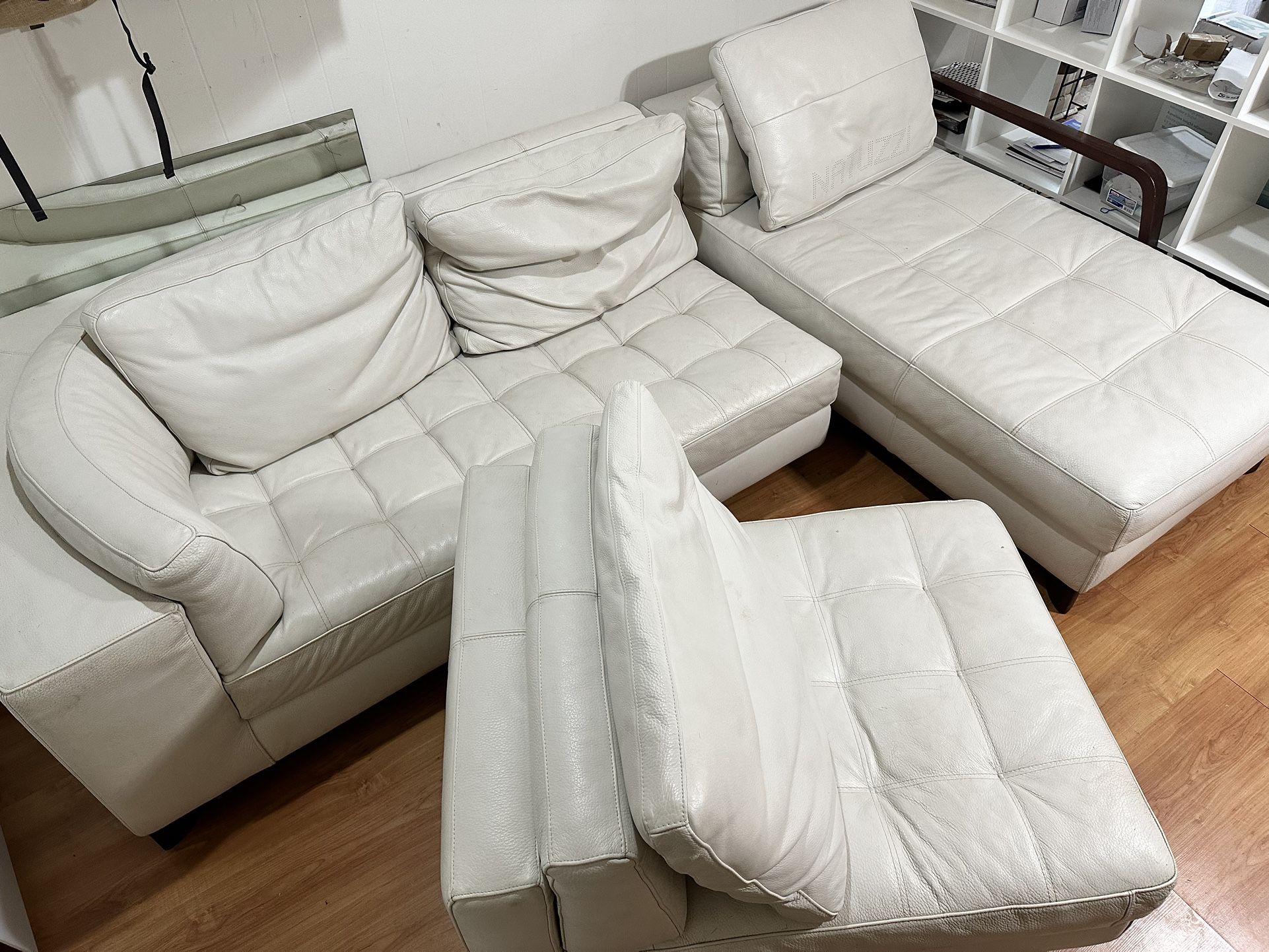 Natuzzi White Leather Sectional