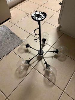 6-Light Black Sputnik Chandelier with Globe Shades