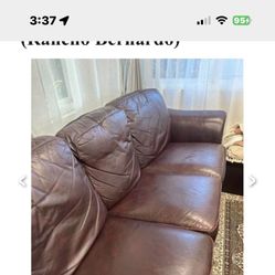 Brown Leather Couch 