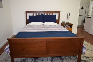 Ikea Hemnes Queen Bed w/ Tarva night table and dresser