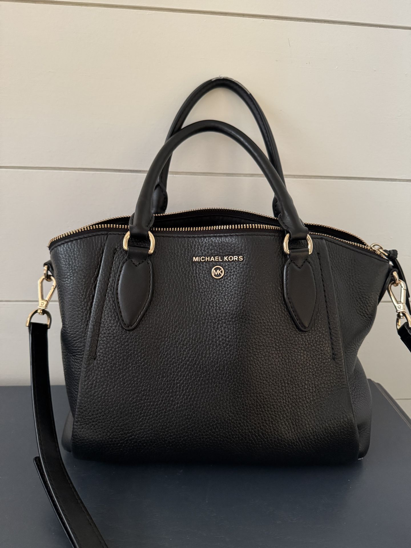 Authentic Michael Kors Pebbled Black Leather Handbag