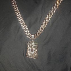 Moissanite Rose Gold Jesus Piece 