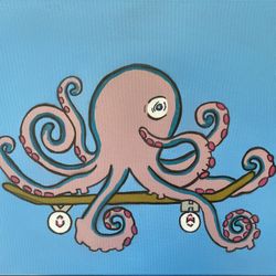 Octopus Skateboarding 16” X 20” 