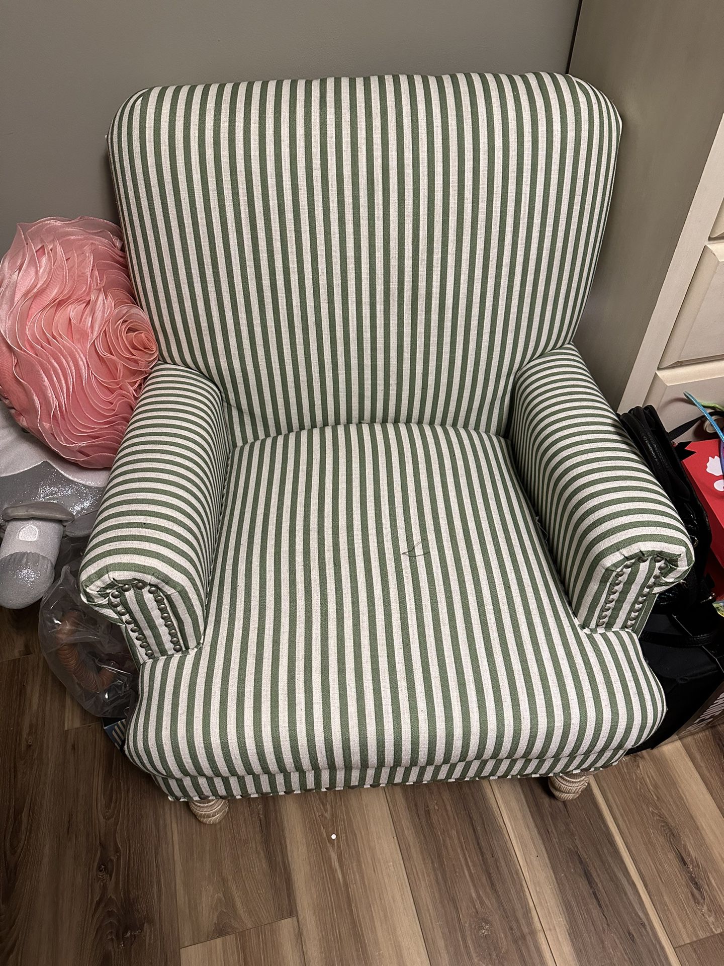 Striped Green And White Chair